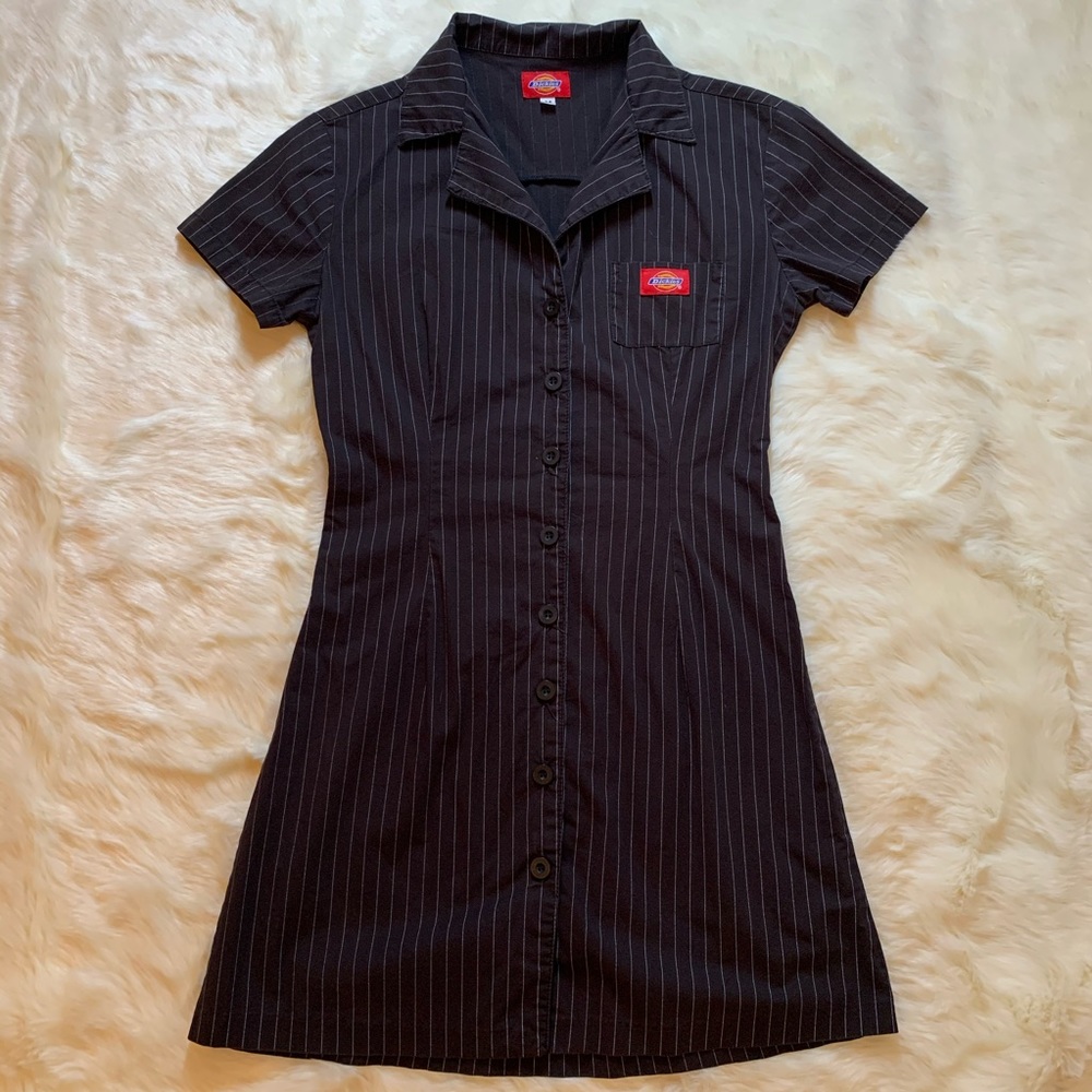 Dickies Pinstripe Button Down Shirt Dress